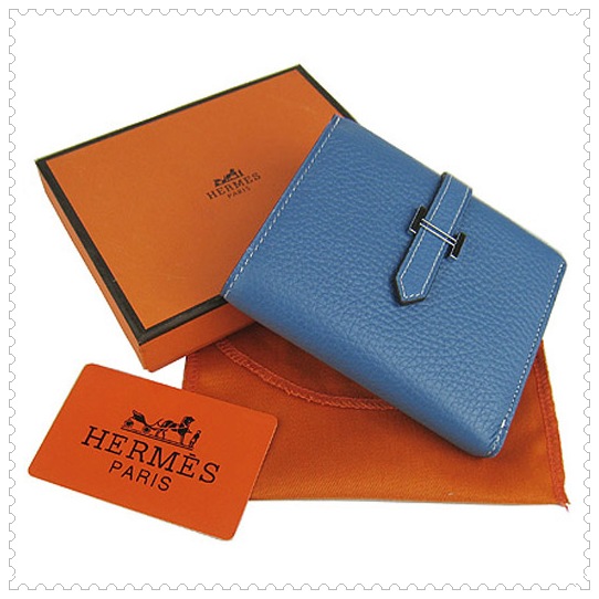 Hermes Bearn Mini Gusset Wallet Blue